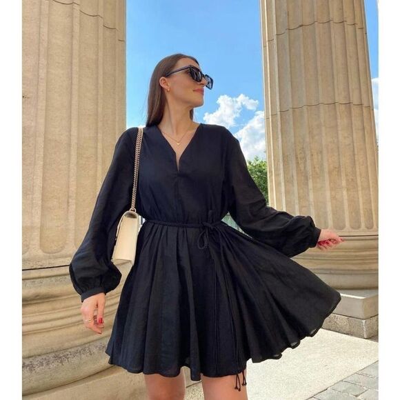 H&M cotton dress black - Picture 1 of 3